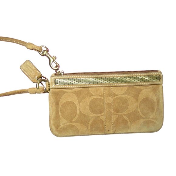 Coach 2005 Silver Leather Pierced Studded Signature Gallery Tote Brown Wristlet - Picture 8 of 12